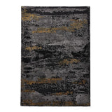 Craft 19788 Modern Abstract Distressed Marbled Metallic Shimmer Soft Textured Black/Grey/Gold Rug