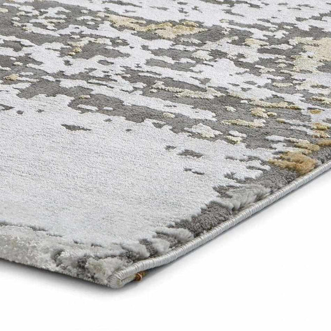 Craft 19788 Modern Abstract Distressed Marbled Metallic Shimmer Soft Textured Grey/Ochre Rug-Think Rugs-Rug Love - The Most Loved Rug Store