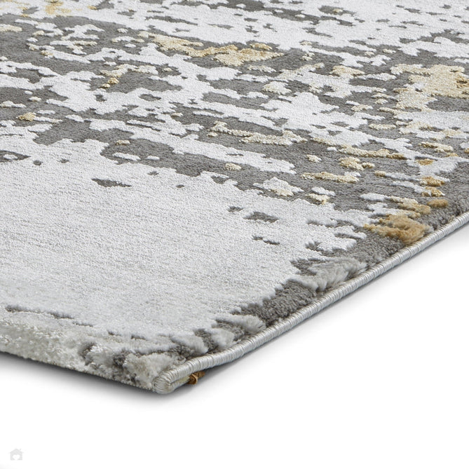 Craft 19788 Modern Abstract Distressed Marbled Metallic Shimmer Soft Textured Grey/Ochre Rug-Think Rugs-Rug Love - The Most Loved Rug Store