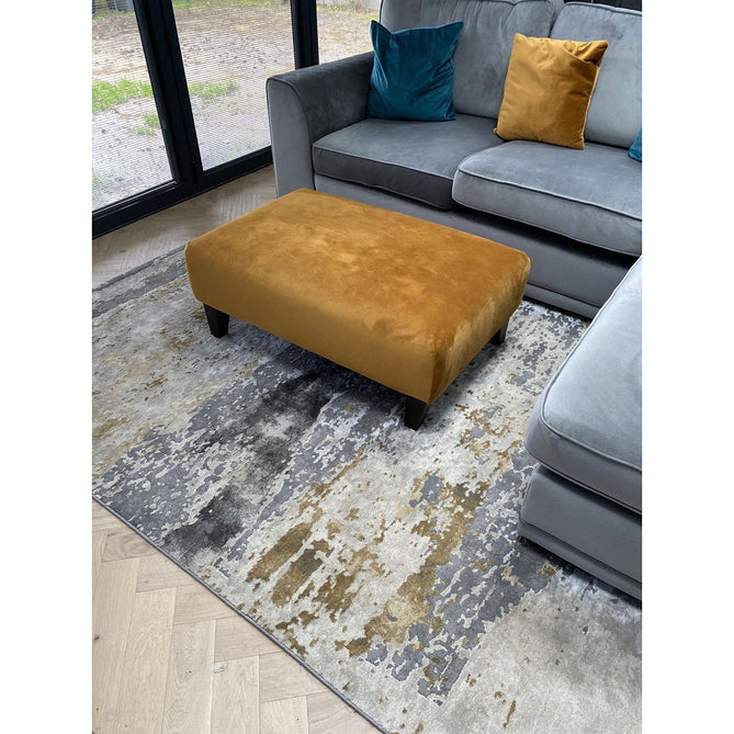 Craft 19788 Modern Abstract Distressed Marbled Metallic Shimmer Soft Textured Grey/Ochre Rug-Think Rugs-Rug Love - The Most Loved Rug Store