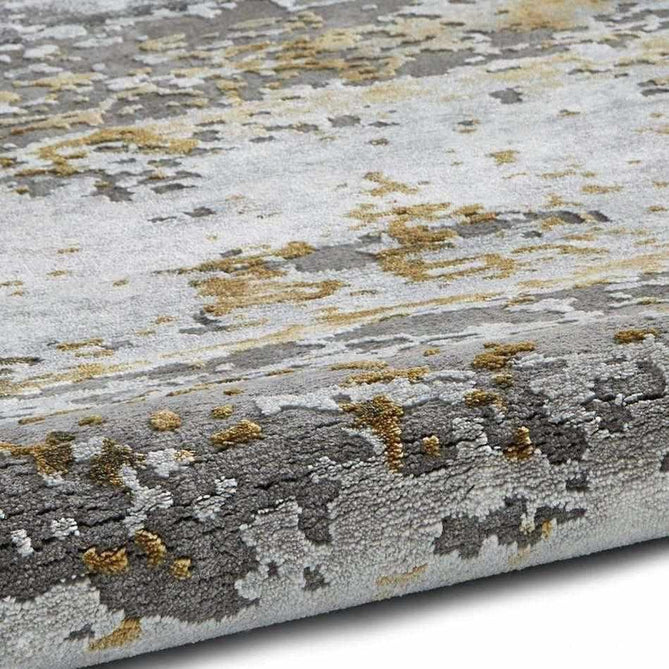 Craft 19788 Modern Abstract Distressed Marbled Metallic Shimmer Soft Textured Grey/Ochre Rug-Think Rugs-Rug Love - The Most Loved Rug Store