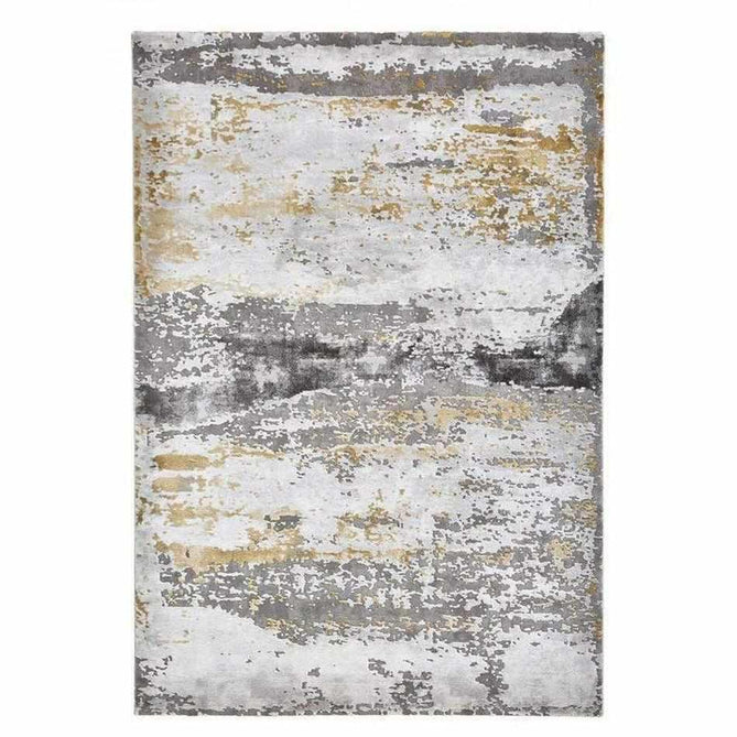 Craft 19788 Modern Abstract Distressed Marbled Metallic Shimmer Soft Textured Grey/Ochre Rug-Think Rugs-Rug Love - The Most Loved Rug Store