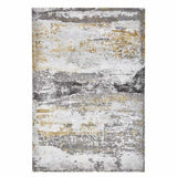 Craft 19788 Modern Abstract Distressed Marbled Metallic Shimmer Soft Textured Grey/Ochre Rug