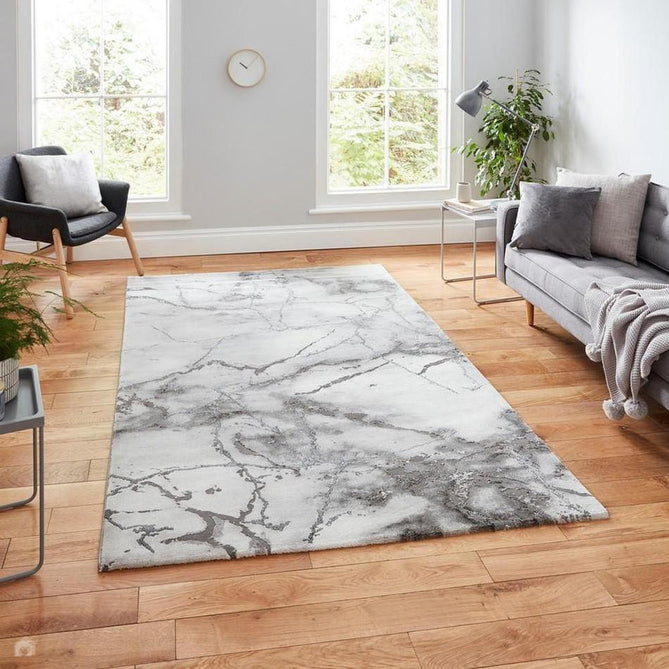 Craft 23270 Modern Abstract Marbled Soft Textured Ivory/Grey/Silver Rug-Think Rugs-Rug Love - The Most Loved Rug Store