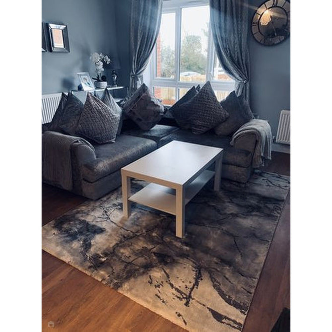 Craft 23270 Modern Abstract Marbled Soft Textured Ivory/Grey/Silver Rug-Think Rugs-Rug Love - The Most Loved Rug Store