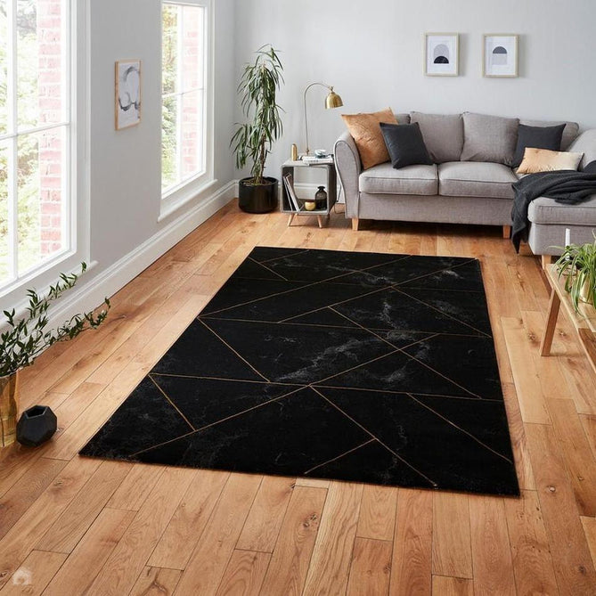 Craft 23299 Modern Geometric Marbled Soft Textured Black/Gold Rug-Think Rugs-Rug Love - The Most Loved Rug Store