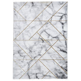 Craft 23299 Modern Geometric Marbled Soft Textured Grey/Ivory/Gold Rug