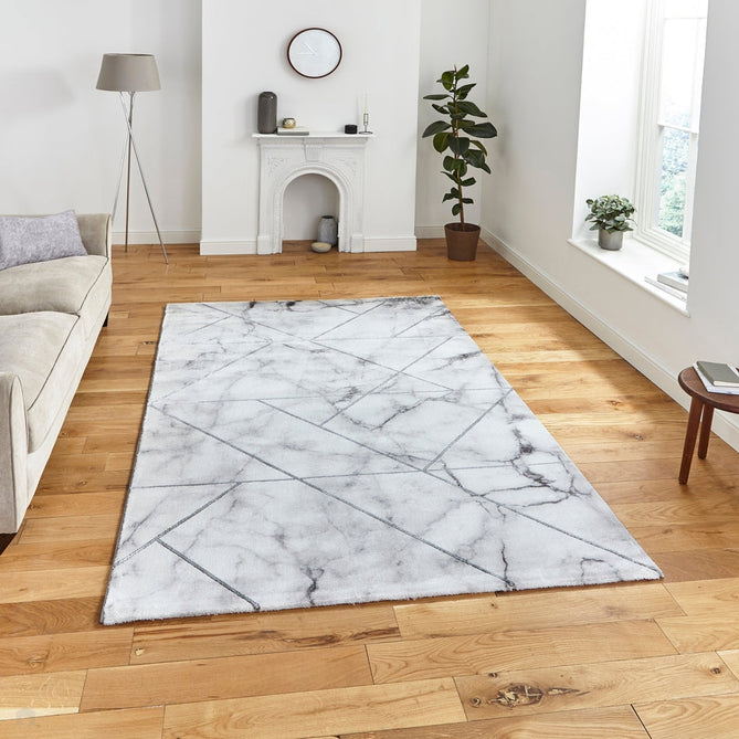 Craft 23299 Modern Geometric Marbled Soft Textured Grey/Ivory/Silver Rug-Think Rugs-Rug Love - The Most Loved Rug Store
