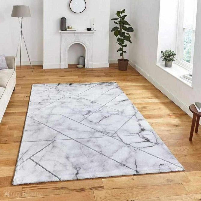 Craft 23299 Modern Geometric Marbled Soft Textured Grey/Ivory/Silver Rug-Think Rugs-Rug Love - The Most Loved Rug Store