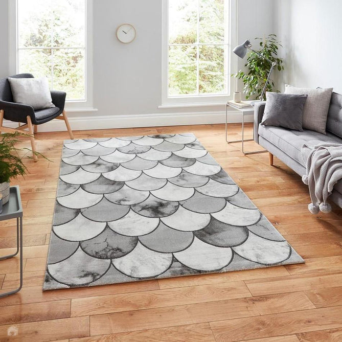 Craft 23361 Modern Geometric Scales Soft Textured Grey/Silver Rug-Think Rugs-Rug Love - The Most Loved Rug Store