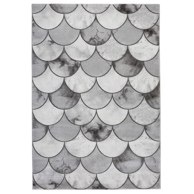 Craft 23361 Modern Geometric Scales Soft Textured Grey/Silver Rug-Think Rugs-Rug Love - The Most Loved Rug Store