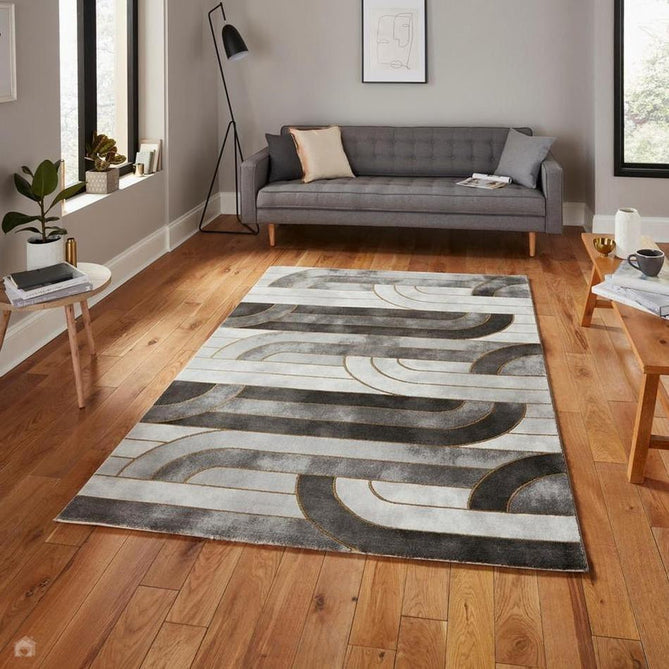 Craft 23430 Modern Geometric Wavy Soft Textured Grey/Gold Rug-Think Rugs-Rug Love - The Most Loved Rug Store
