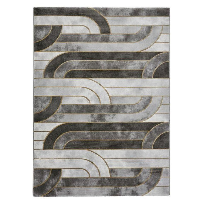 Craft 23430 Modern Geometric Wavy Soft Textured Grey/Gold Rug-Think Rugs-Rug Love - The Most Loved Rug Store