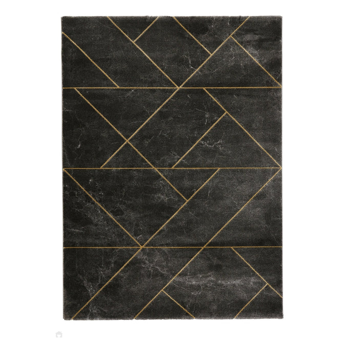 Craft 23486 Modern Geometric Marbled Soft Textured Dark Grey/Gold Rug-Think Rugs-Rug Love - The Most Loved Rug Store
