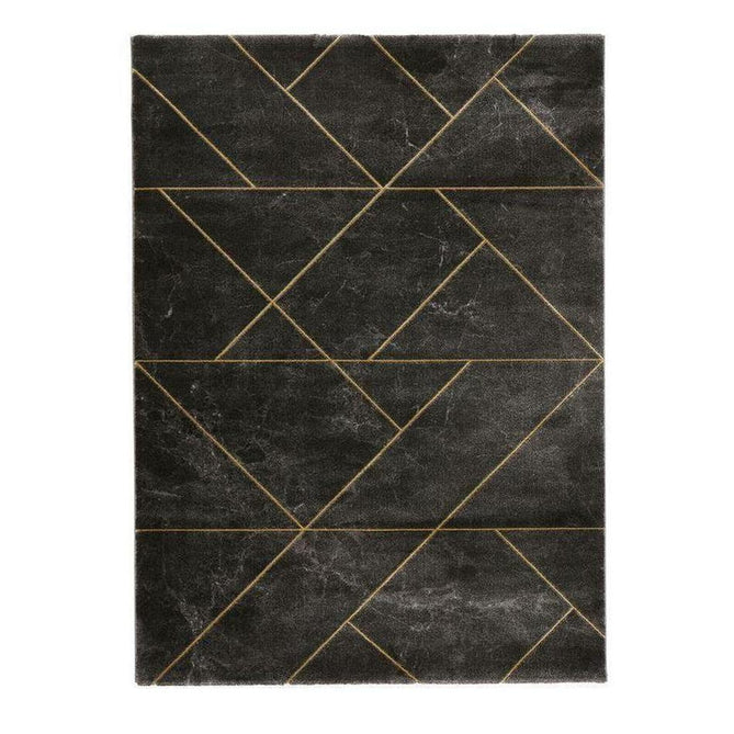 Craft 23486 Modern Geometric Marbled Soft Textured Dark Grey/Gold Rug-Think Rugs-Rug Love - The Most Loved Rug Store