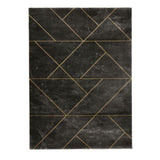 Craft 23486 Modern Geometric Marbled Soft Textured Dark Grey/Gold Rug