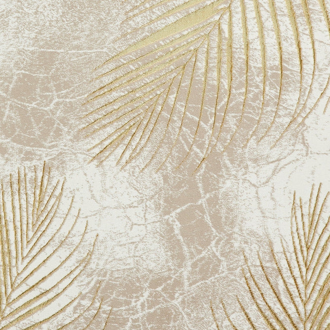 Creation 50051 Modern Botanical Ventation Distressed Metallic Shimmer Soft Textured Low Profile Short-Pile Beige/Gold Rug-Think Rugs-Rug Love - The Most Loved Rug Store