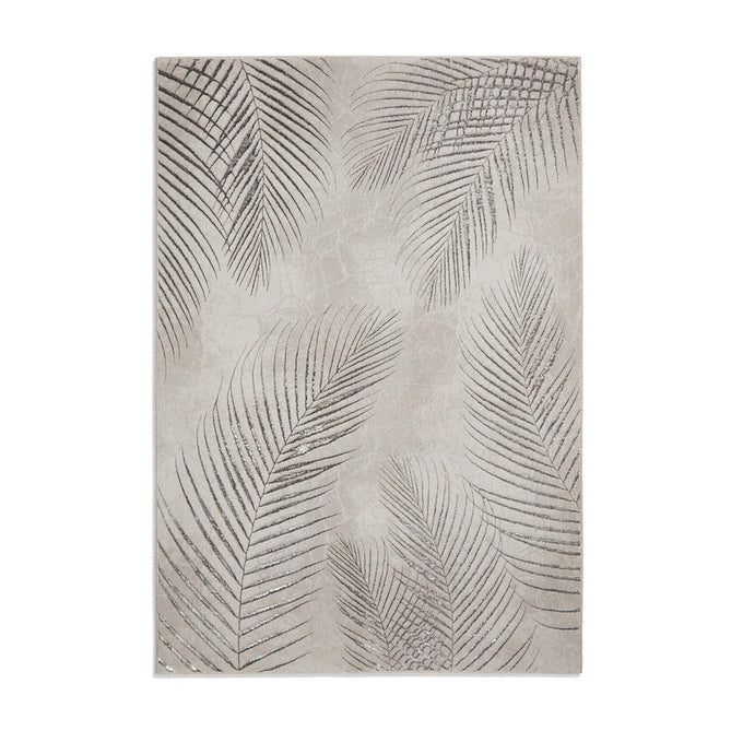Creation 50051 Modern Botanical Ventation Distressed Metallic Shimmer Soft Textured Low Profile Short-Pile Grey/Silver Rug-Think Rugs-Rug Love - The Most Loved Rug Store