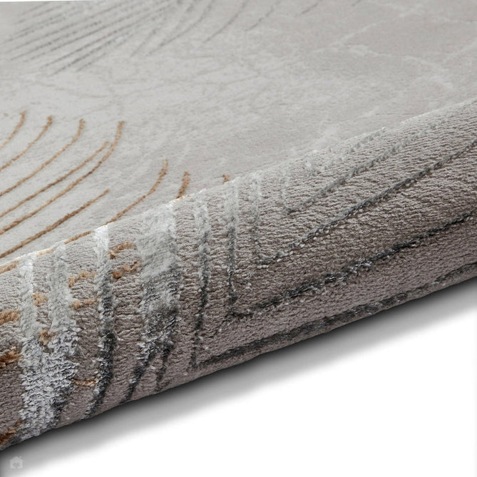 Creation 50051 Modern Botanical Ventation Distressed Metallic Shimmer Soft Textured Low Profile Short-Pile Soft Grey/Charcoal/Multicolour Rug-Think Rugs-Rug Love - The Most Loved Rug Store