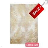 Creation 50051 Modern Botanical Ventation Metallic Shimmer Soft High-Density Textured Beige/Gold Rug 120 x 170 cm