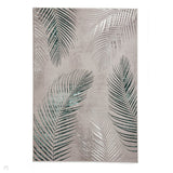 Creation 50051 Modern Botanical Ventation Metallic Shimmer Soft High-Density Textured Grey/Green Rug