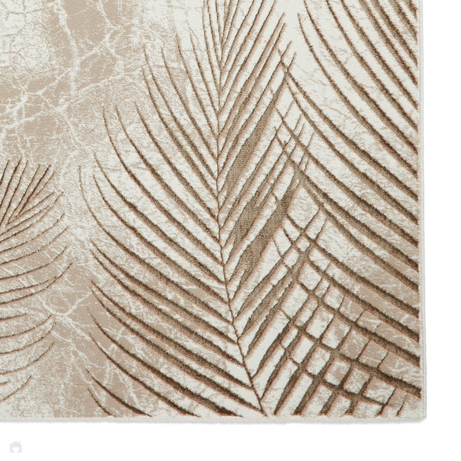 Creation 50051 Modern Botanical Ventation Metallic Shimmer Soft High-Density Textured Low Profile Short-Pile Beige/Bronze Rug-Think Rugs-Rug Love - The Most Loved Rug Store