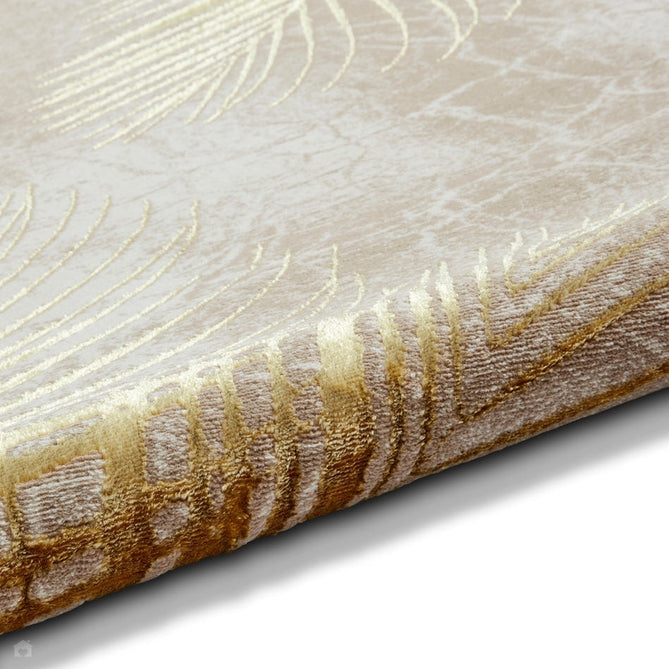 Creation 50051 Modern Botanical Ventation Metallic Shimmer Soft High-Density Textured Low Profile Short-Pile Beige/Gold Rug-Think Rugs-Rug Love - The Most Loved Rug Store