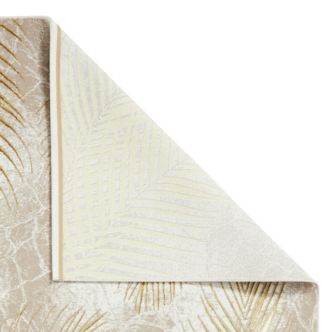 Creation 50051 Modern Botanical Ventation Metallic Shimmer Soft High-Density Textured Low Profile Short-Pile Beige/Gold Rug-Think Rugs-Rug Love - The Most Loved Rug Store