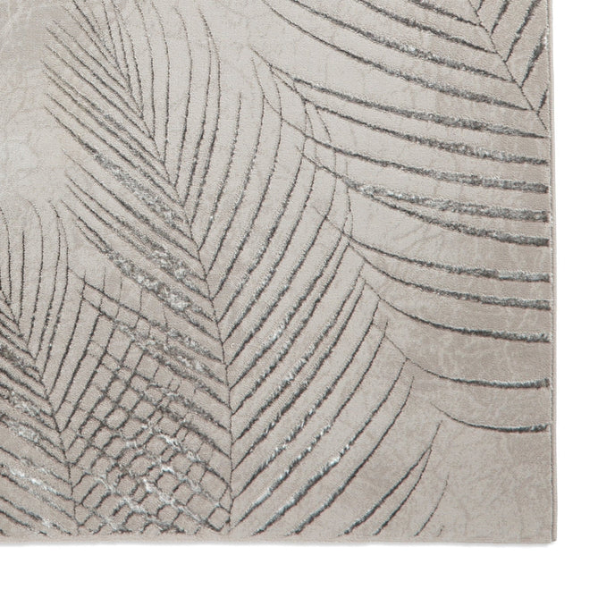 Creation 50051 Modern Botanical Ventation Metallic Shimmer Soft High-Density Textured Low Profile Short-Pile Grey/Silver Rug-Think Rugs-Rug Love - The Most Loved Rug Store