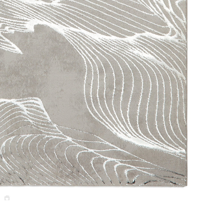 Creation 50054 Modern Abstract Distressed Metallic Shimmer Soft Textured Low Profile Short-Pile Grey/Ivory Rug-Think Rugs-Rug Love - The Most Loved Rug Store