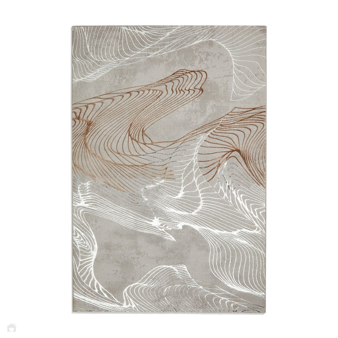 Creation 50054 Modern Abstract Metallic Shimmer Soft High-Density Textured Low Profile Short-Pile Grey/Ivory Rug-Think Rugs-Rug Love - The Most Loved Rug Store