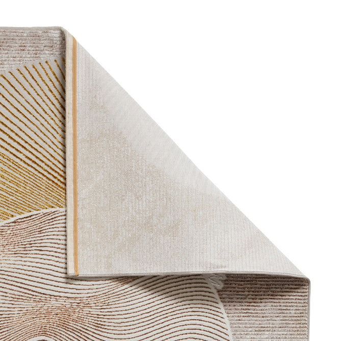 Creation 50097 Modern Abstract Venn Distressed Metallic Shimmer Soft Textured Low Profile Short-Pile Beige/Gold/Taupe Rug-Think Rugs-Rug Love - The Most Loved Rug Store