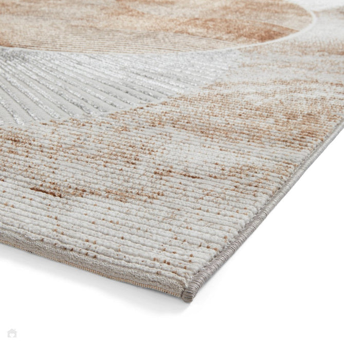 Creation 50097 Modern Abstract Venn Distressed Metallic Shimmer Soft Textured Low Profile Short-Pile Beige/Gold/Taupe Rug-Think Rugs-Rug Love - The Most Loved Rug Store