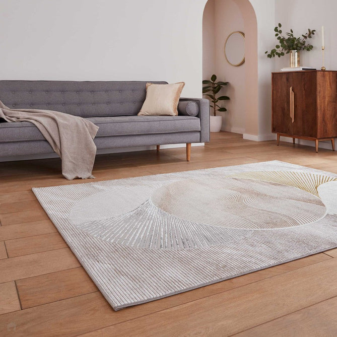 Creation 50097 Modern Multi Textured Low Profile Short-Pile Super-Soft Venn Gold/Beige/Brown Rug-Think Rugs-Rug Love - The Most Loved Rug Store