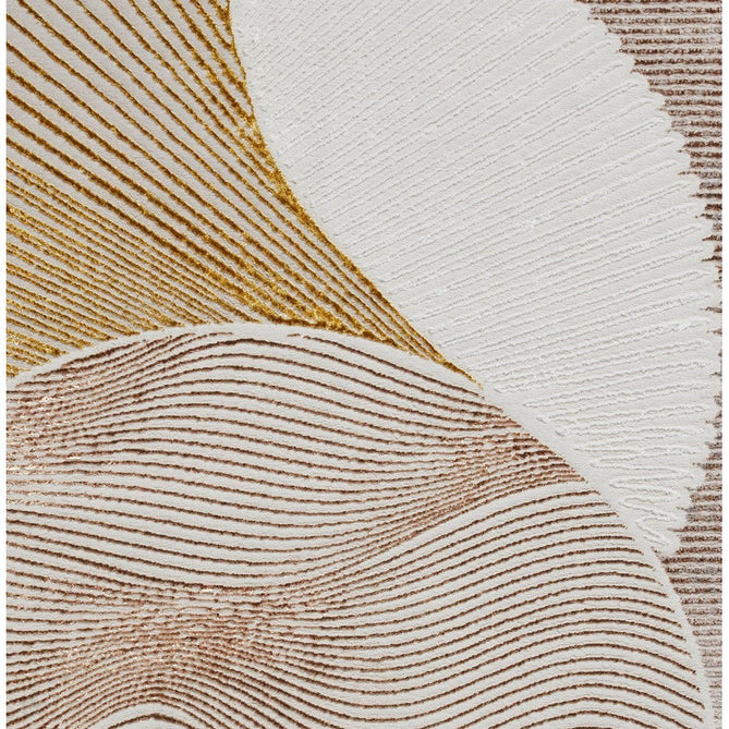 Creation 50097 Modern Multi Textured Low Profile Short-Pile Super-Soft Venn Gold/Beige/Brown Rug-Think Rugs-Rug Love - The Most Loved Rug Store