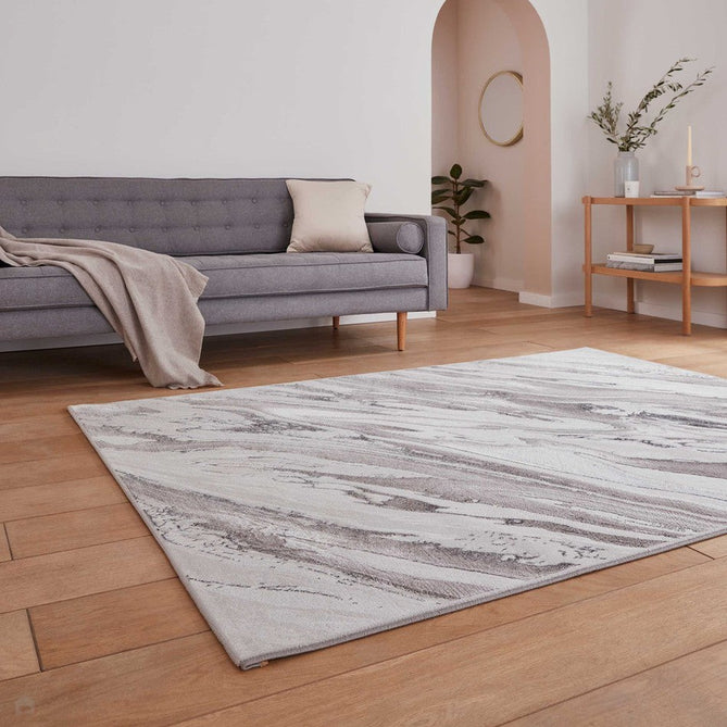 Creation 50100 Modern Abstract Marbled Distressed Metallic Shimmer Soft Textured Low Profile Short-Pile Cream/Warm Beige/Soft Taupe Rug-Think Rugs-Rug Love - The Most Loved Rug Store