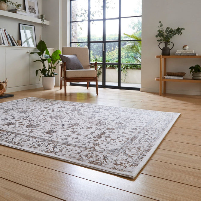 Creation 50112 Traditional Multi Textured Low Profile Short-Pile Super-Soft Beige/Brown/Silver Rug-Think Rugs-Rug Love - The Most Loved Rug Store