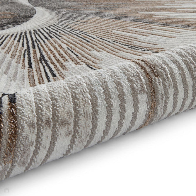 Creation 50156 Modern Abstract Helix Distressed Metallic Shimmer Soft Textured Low Profile Short-Pile Beige/Bronze/Warm Taupe Rug-Think Rugs-Rug Love - The Most Loved Rug Store