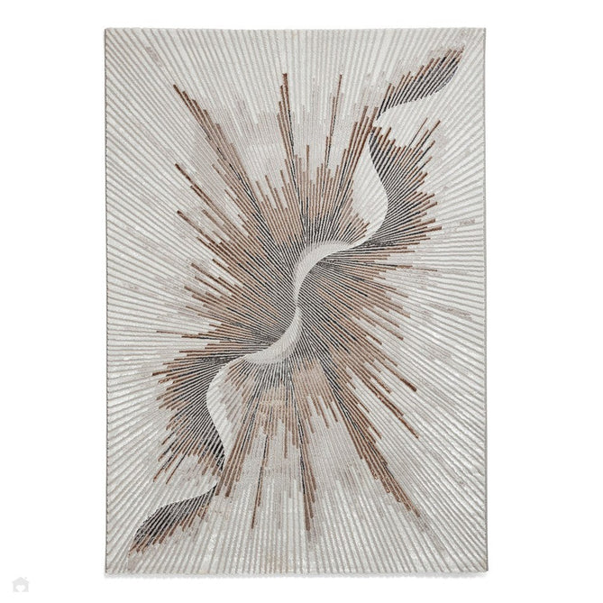 Creation 50156 Modern Abstract Helix Distressed Metallic Shimmer Soft Textured Low Profile Short-Pile Beige/Bronze/Warm Taupe Rug-Think Rugs-Rug Love - The Most Loved Rug Store