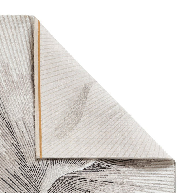 Creation 50156 Modern Abstract Helix Distressed Metallic Shimmer Soft Textured Low Profile Short-Pile Silver/Beige Rug-Think Rugs-Rug Love - The Most Loved Rug Store