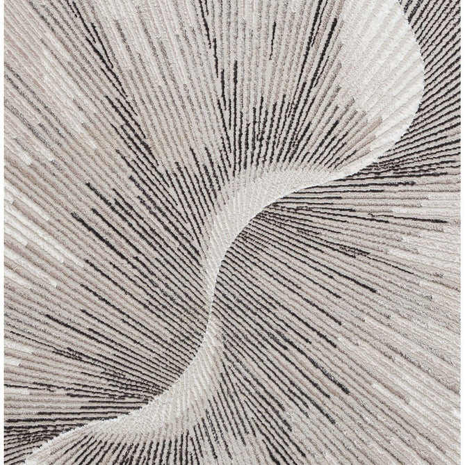 Creation 50156 Modern Abstract Helix Distressed Metallic Shimmer Soft Textured Low Profile Short-Pile Silver/Beige Rug-Think Rugs-Rug Love - The Most Loved Rug Store