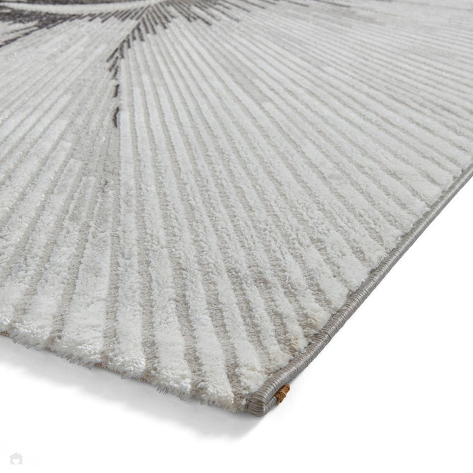 Creation 50156 Modern Abstract Helix Distressed Metallic Shimmer Soft Textured Low Profile Short-Pile Silver/Beige Rug-Think Rugs-Rug Love - The Most Loved Rug Store