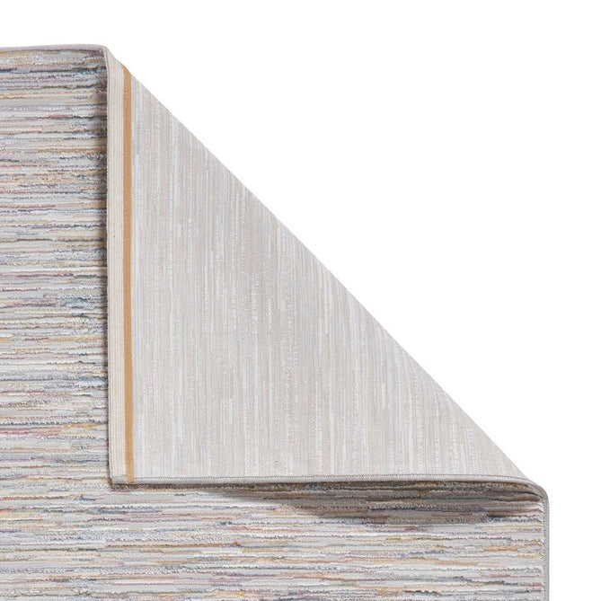 Creation 50164 Modern Linear Stripe Distressed Metallic Shimmer Soft Textured Low Profile Short-Pile Soft Pink/Muted Blue/Beige/Ivory Rug-Think Rugs-Rug Love - The Most Loved Rug Store