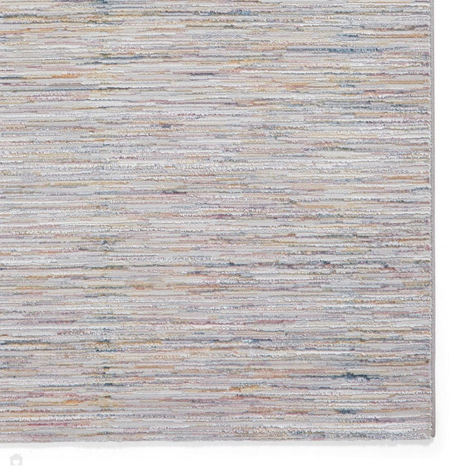 Creation 50164 Modern Linear Stripe Distressed Metallic Shimmer Soft Textured Low Profile Short-Pile Soft Pink/Muted Blue/Beige/Ivory Rug-Think Rugs-Rug Love - The Most Loved Rug Store