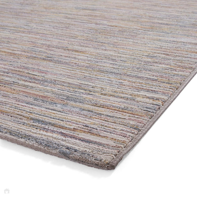 Creation 50164 Modern Linear Stripe Distressed Metallic Shimmer Soft Textured Low Profile Short-Pile Soft Pink/Muted Blue/Beige/Ivory Rug-Think Rugs-Rug Love - The Most Loved Rug Store