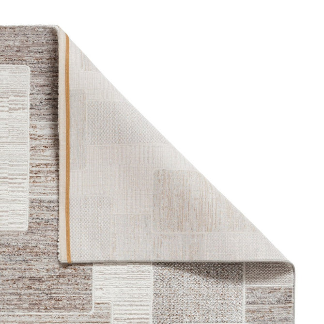 Creation 50178 Modern Abstract Block Distressed Metallic Shimmer Soft Textured Low Profile Short-Pile Warm Brown/Beige/Soft Taupe/Ivory Rug-Think Rugs-Rug Love - The Most Loved Rug Store