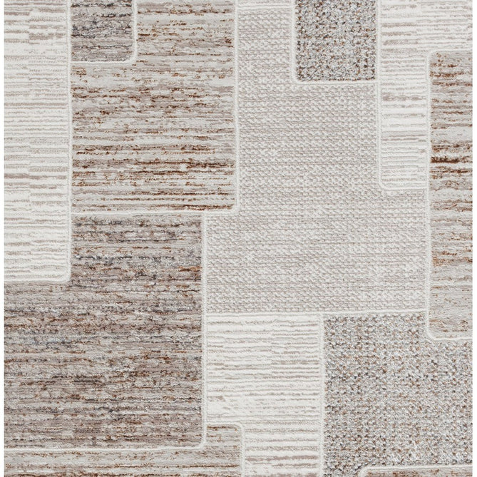Creation 50178 Modern Abstract Block Distressed Metallic Shimmer Soft Textured Low Profile Short-Pile Warm Brown/Beige/Soft Taupe/Ivory Rug-Think Rugs-Rug Love - The Most Loved Rug Store