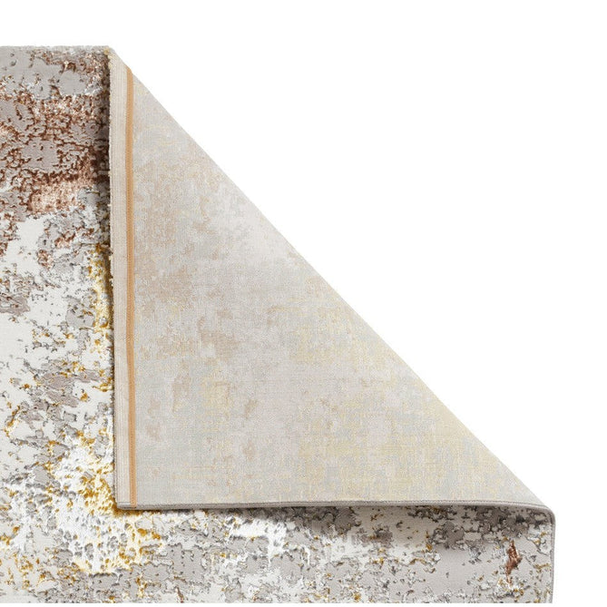 Creation 50179 Modern Abstract Distressed Metallic Shimmer Soft Textured Low Profile Short-Pile Beige/Gold/Soft Taupe Rug-Think Rugs-Rug Love - The Most Loved Rug Store