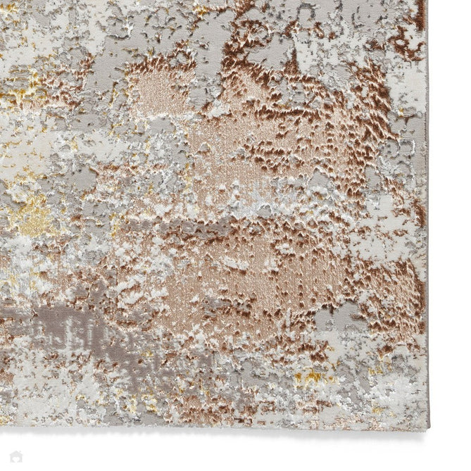 Creation 50179 Modern Abstract Distressed Metallic Shimmer Soft Textured Low Profile Short-Pile Beige/Gold/Soft Taupe Rug-Think Rugs-Rug Love - The Most Loved Rug Store