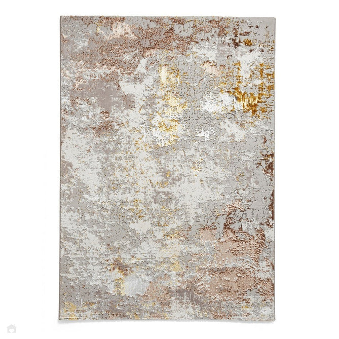 Creation 50179 Modern Abstract Distressed Metallic Shimmer Soft Textured Low Profile Short-Pile Beige/Gold/Soft Taupe Rug-Think Rugs-Rug Love - The Most Loved Rug Store